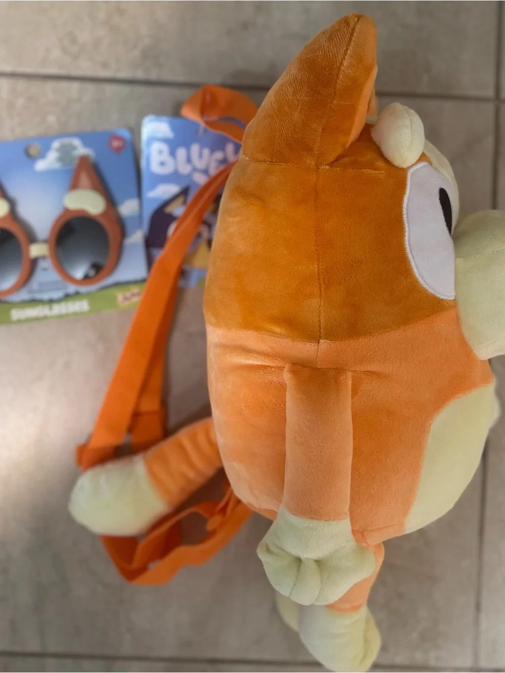 Bluey Bingo Plush Backpack, and Bingo Sunglasses